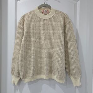 Gene Ewin Bis Cream Textured Men's Wool Angora Blend Sweater, Grandpacore, M